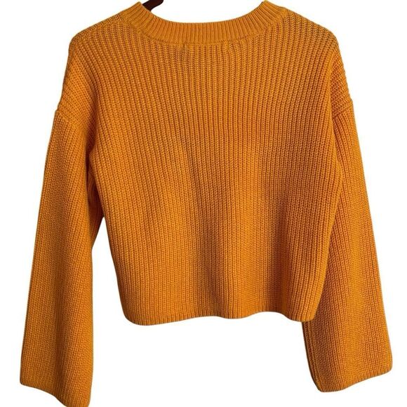 Vero Moda Long Sleeve Radient Golden Yellow Cropped Knit Sweater Medium NEW - Picture 3 of 11
